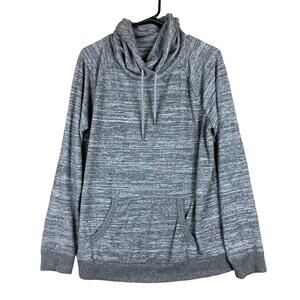 St Johns Bay Active Womens Sweater Heathered Gray Cowl Neck Rayon Stretch L